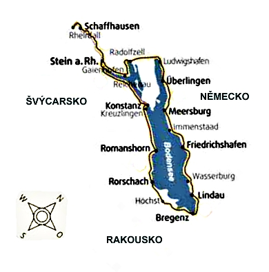 Bodamské jezero - mapa